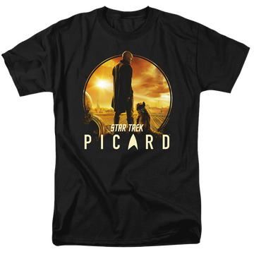 Black men's regular fit t-shirt with Star Trek Picard A Man And His Dog graphic