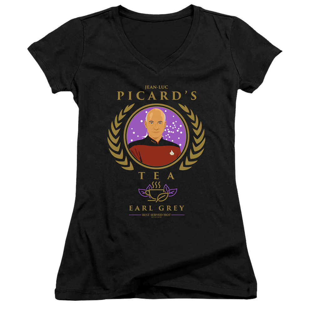 Star Trek The Next Generation Tea Earl Grey Hot - Juniors V-Neck T-Shirt Juniors V-Neck T-Shirt Star Trek   