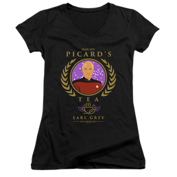 Star Trek The Next Generation Tea Earl Grey Hot - Juniors V-Neck T-Shirt Juniors V-Neck T-Shirt Star Trek   