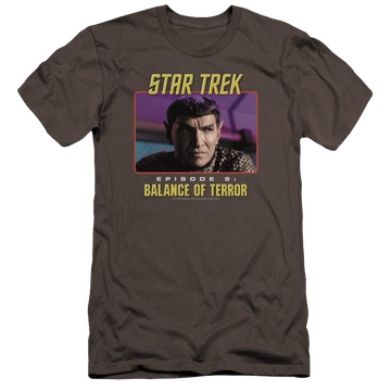 Charcoal men's premium slim fit t-shirt with Star Trek St Original Balance Of Terror Premium graphic