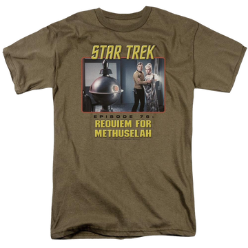 Safari green men's regular fit t-shirt with Star Trek The Original Series Requiem For Methuselah graphic