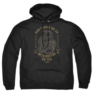 Black pullover hoodie with Yellowstone graphic