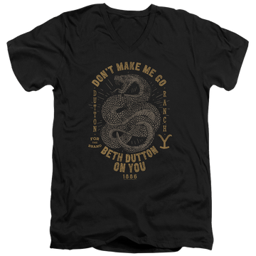Black men's v-neck t-shirt with Yellowstone graphic