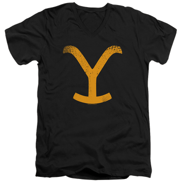 Black men's v-neck t-shirt with Yellowstone graphic