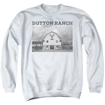 White men's crewneck sweatshirt with Yellowstone graphic