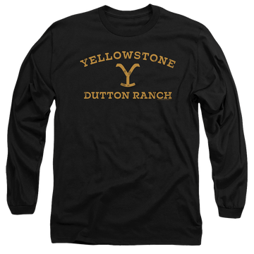 Black men's long sleeve t-shirt with Yellowstone graphic