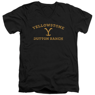 Black men's v-neck t-shirt with Yellowstone graphic