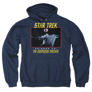 Navy pullover hoodie with Star Trek The Doomsday Machine graphic