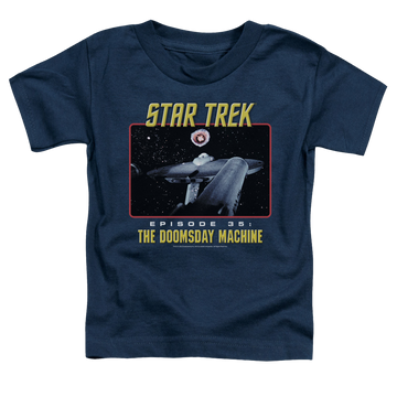 Navy toddler t-shirt with Star Trek The Doomsday Machine graphic