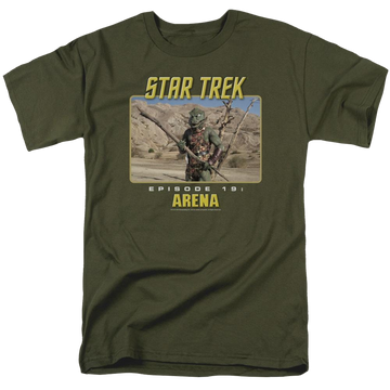 Military green men's regular fit t-shirt with Star Trek The Original Series Arena graphic