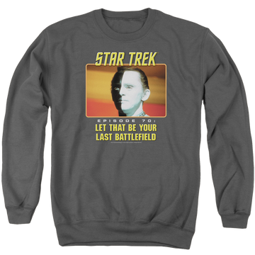 Charcoal men's crewneck sweatshirt with Star Trek Last Battlefield graphic