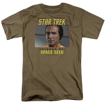 Safari green men's regular fit t-shirt with Star Trek The Original Series Space Seed graphic