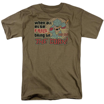 Safari green men's regular fit t-shirt with Star Trek The Original Series Bring On The Gorn graphic