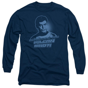 Navy men's long sleeve t-shirt with Star Trek Vulcan Mind graphic