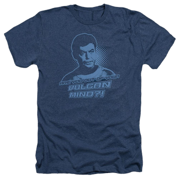 Navy men's heather t-shirt with Star Trek Vulcan Mind graphic