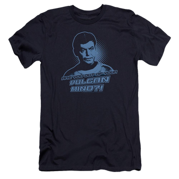 Navy men's premium slim fit t-shirt with Star Trek Vulcan Mind graphic