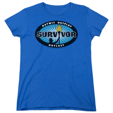 Royal women's t-shirt with Survivor Blue Burst graphic