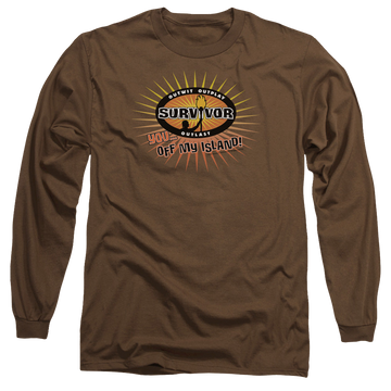 Coffee men's long sleeve t-shirt with Survivor Off My Island graphic