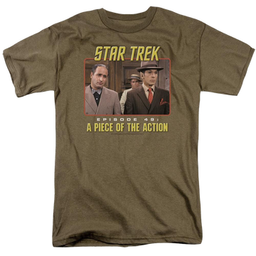 Safari green men's regular fit t-shirt with Star Trek The Original Series Episode 49 graphic