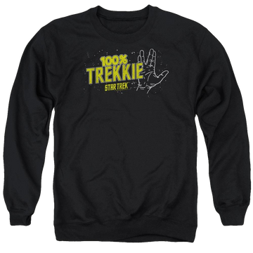 Black men's crewneck sweatshirt with Star Trek Trekkie graphic