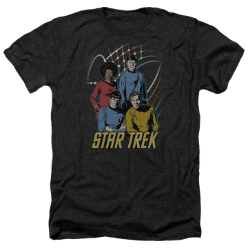 Charcoal men's heather t-shirt with Star Trek Warp Factor 4 graphic