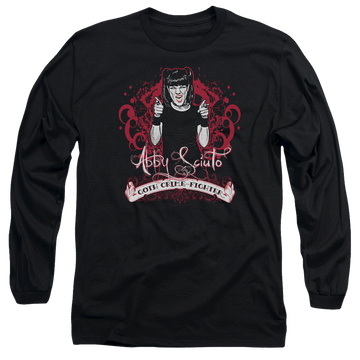 Black men's long sleeve t-shirt with NCIS Goth Crime Fighter graphic