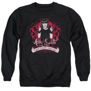 Black men's crewneck sweatshirt with NCIS Goth Crime Fighter graphic