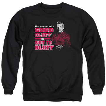 Black men's crewneck sweatshirt with NCIS No Bluffing graphic