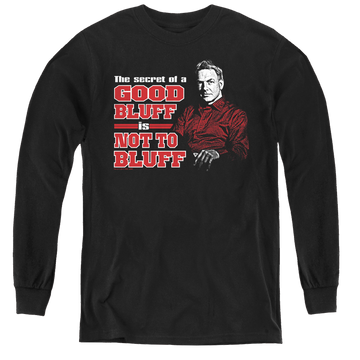 Black youth long sleeve t-shirt with NCIS No Bluffing graphic