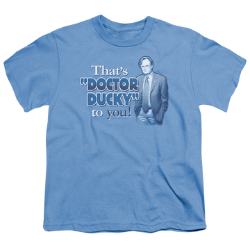 Carolina blue youth t-shirt for ages 8 to 12 with NCIS Doctor Ducky graphic