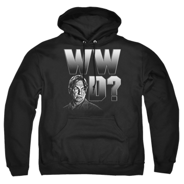 Black pullover hoodie with NCIS What Would Gibbs Do graphic
