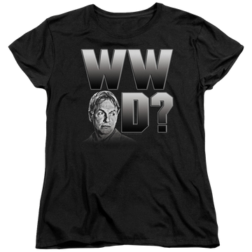 Black women's t-shirt with NCIS What Would Gibbs Do graphic