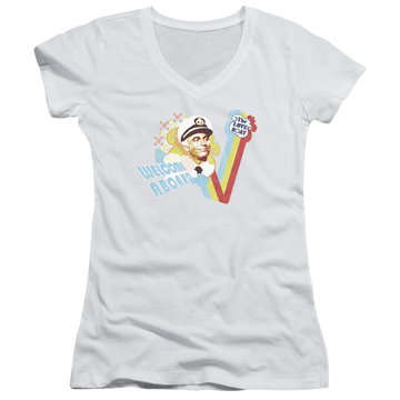 Love Boat, The Welcome Aboard - Juniors V-Neck T-Shirt Juniors V-Neck T-Shirt The Love Boat   