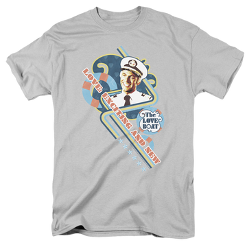 Silver men's regular fit t-shirt with The Love Boat Exciting And New graphic