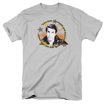 Silver men's regular fit t-shirt with Happy Days Words To Live By graphic