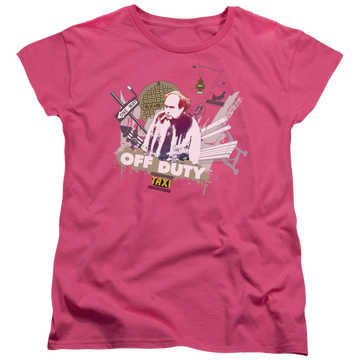 Hot pink women's t-shirt with Taxi Off Duty graphic