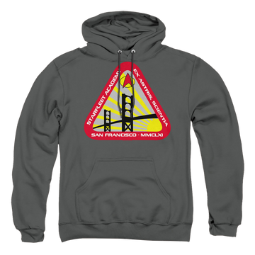 Charcoal pullover hoodie with Star Trek Starfleet Academy graphic