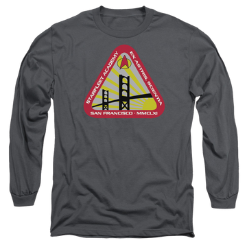 Charcoal men's long sleeve t-shirt with Star Trek Starfleet Academy graphic