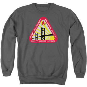 Charcoal men's crewneck sweatshirt with Star Trek Starfleet Academy graphic