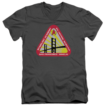 Charcoal men's v-neck t-shirt with Star Trek Starfleet Academy graphic