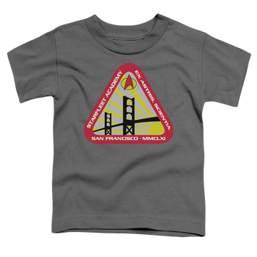 Charcoal kid's t-shirt for ages 4 to 7 with Star Trek Starfleet Academy graphic