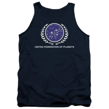 Navy men's tank with Star Trek United Federation Logo graphic