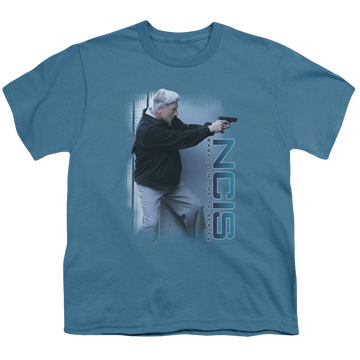 Slate youth t-shirt for ages 8 to 12 with NCIS Drop It graphic