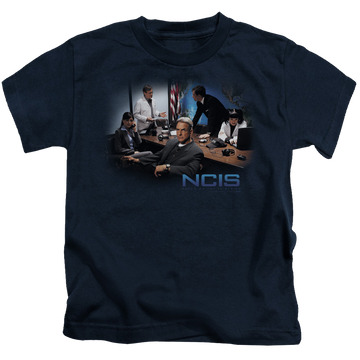 Navy kid's t-shirt for ages 4 to 7 with NCIS Original Cast graphic