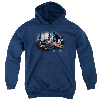 Navy youth hoodie for ages 8 to 12 with NCIS Original Cast graphic