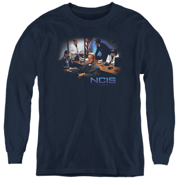 Navy youth long sleeve t-shirt with NCIS Original Cast graphic