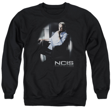 Black men's crewneck sweatshirt with NCIS Gibbs Ponders graphic