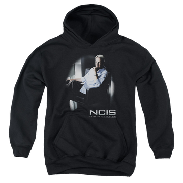 Black youth hoodie for ages 8 to 12 with NCIS Gibbs Ponders graphic