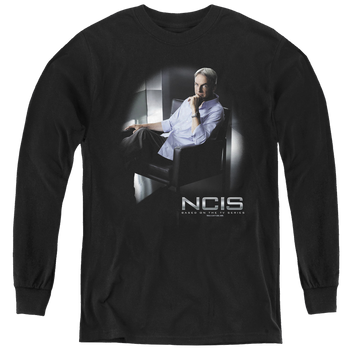 Black youth long sleeve t-shirt with NCIS Gibbs Ponders graphic