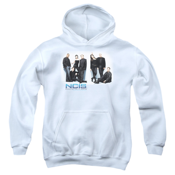 White youth hoodie for ages 8 to 12 with NCIS White Room graphic